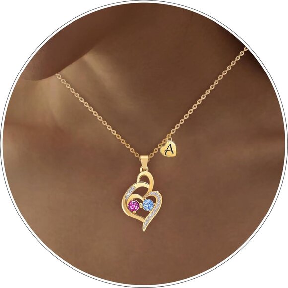 Vibrant Gold Plated Heart Initial Necklace for Women - Adjustable 15.7''+2.36'' - Picture 1 of 8